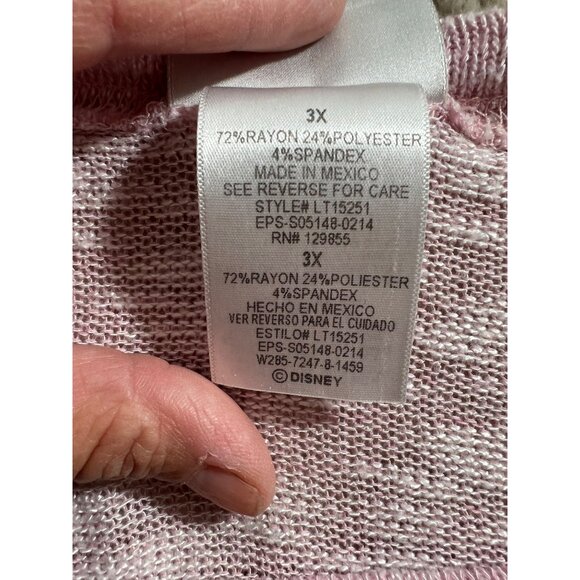 Disney Parks Pink Minnie & Mickey Long Sleeve Lightweight Sweater 3X 72% Rayon 2 - Picture 6 of 8